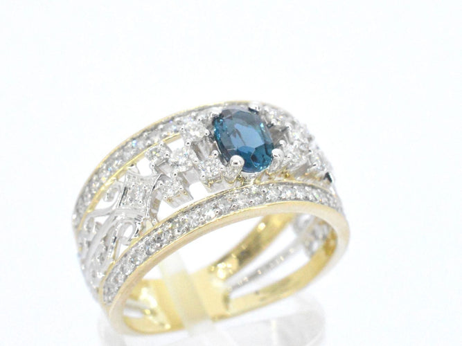 Bague 54 Bague exclusive en or sertie de diamants et d'une pierre précieuse 58 Facettes 2329