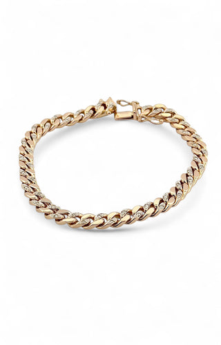 Bracelet Gourmette or jaune et diamants 58 Facettes