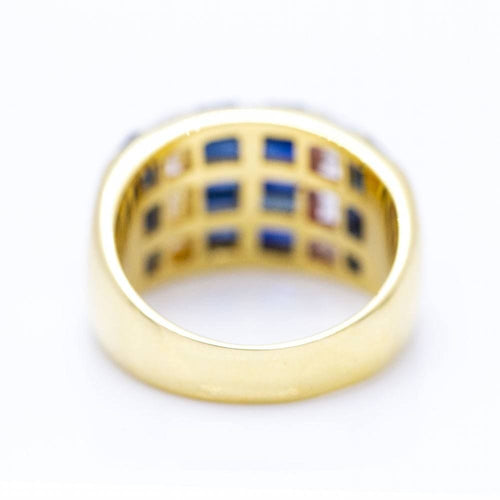 Bague 55 Yellow gold ring with baguette sapphires 58 Facettes N102926EJ