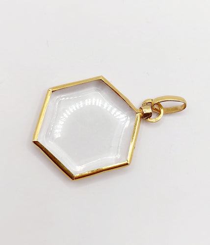 Pendentif Pendentif porte-photo antique hexagonal en or 18k art nouveau 58 Facettes A06466