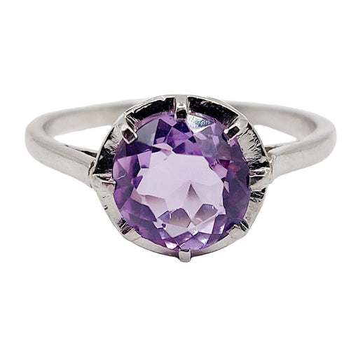 Bague solitaire Art Déco platine et améthyste 58 Facettes A05353