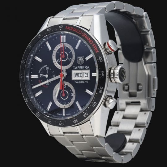 Tag Heuer Carrera kaliber 16 dagen datum Monaco chronograaf horloge