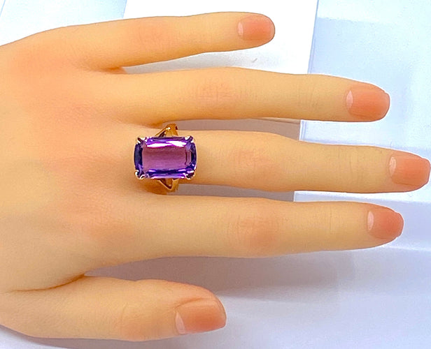 Bague Bague or jaune améthyste 13,36 carats 58 Facettes AB398