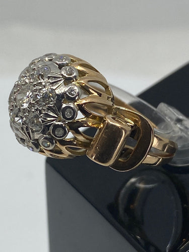 Bague 51 Bague en or 18ct de forme boule sertie de diamants vers 1940/1960 58 Facettes AB41bis