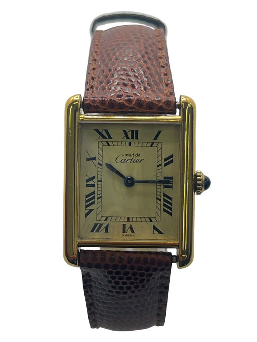 Montre Cartier - Montre Tank Must Vermeil grand modèle en vermeil et argent 58 Facettes