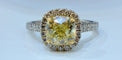 Bague 52 Solitaire diamant jaune fancy light yellow en or blanc 58 Facettes