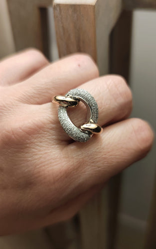 Bague 55 Bague maillon libre or rose, or blanc, pavée diamants 58 Facettes