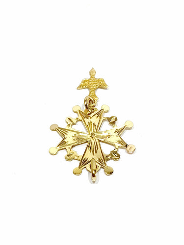 Pendentif Croix Huguenote avec Saint-Esprit or rose 58 Facettes