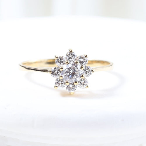 Bague Bague en or jaune 18 carats sertie d'une rosette de diamants 58 Facettes J000002425