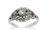 Bague 57 Bague Art Déco en or blanc avec diamants et rubis 58 Facettes 50193
