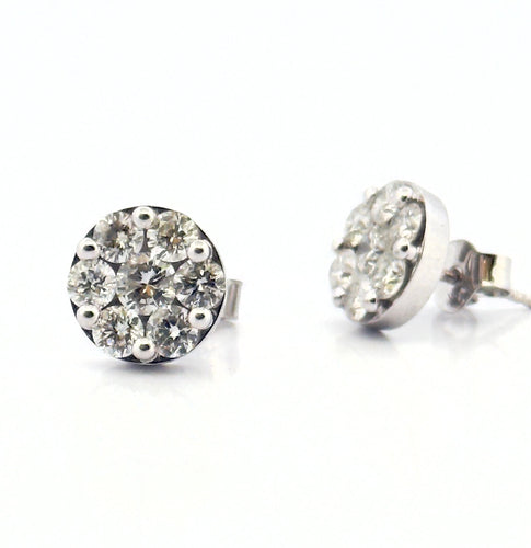 Boucles d'oreilles Puces d’oreilles en or blanc et diamants naturels 58 Facettes
