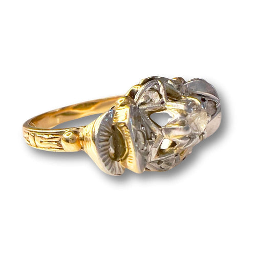 Bague 52 BAGUE ART DÉCO PÉRIODE 1925-1930 en OR 18 KT et PLATINE avec DIAMANTS 58 Facettes Q990A