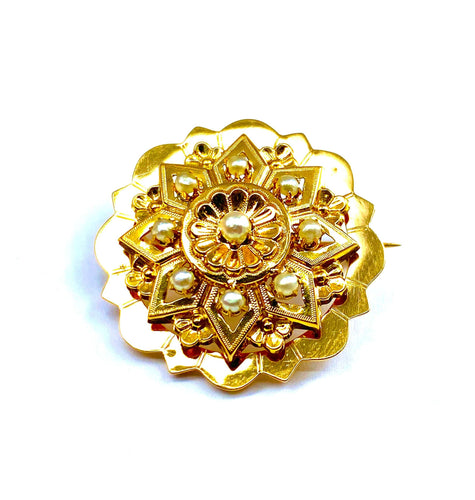 Broche Broche or 18 carats sertie de perles 58 Facettes AB544