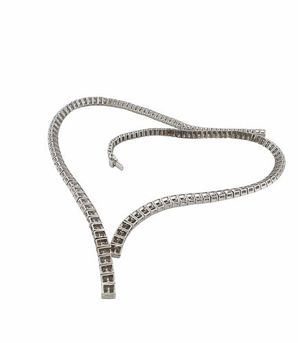 Boucles d'oreilles Collier rivière de diamants et boucles d’oreilles or blanc 18 carats 58 Facettes