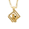 Collier Chaîne et pendentif cube en or jaune et tourmalines vertes 58 Facettes MONTE0164