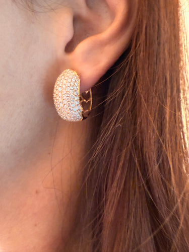 Boucles d'oreilles Créoles or rose avec diamants naturels 58 Facettes