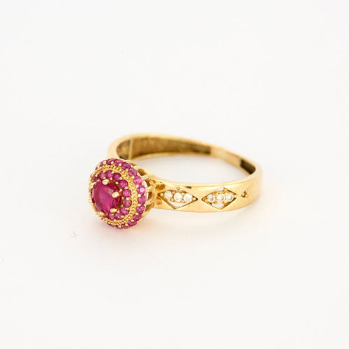 Bague 55 Bague or jaune rubis et saphirs roses 58 Facettes