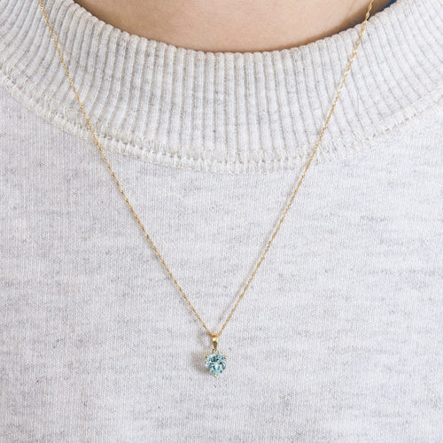 Collier Chaine et pendentif, or jaune et aigue-marine 58 Facettes GU158