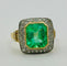 Bague 53 Bague en or jaune et platine avec une émeraude et des diamants 58 Facettes 50323