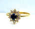 Bague 54 Bague marguerite en or jaune 18 carats, saphir et diamants 58 Facettes AB529