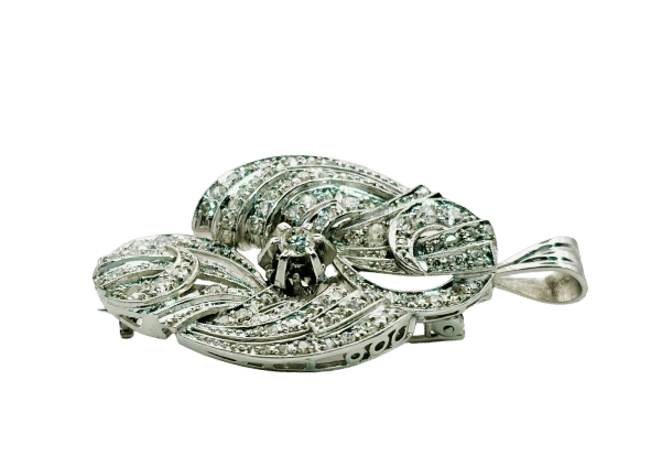 Pendentif Broche et pendentif en platine avec diamants 58 Facettes 50273