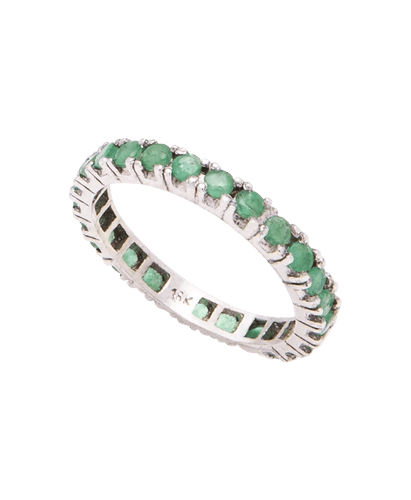 Bague 55 Alliance Or blanc 18K Émeraudes 58 Facettes BO220771/ÉmeraudeTourComplet