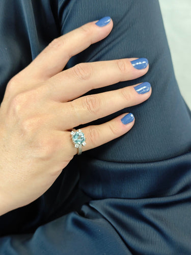 Bague Bague design en or avec topaze bleue et diamants 58 Facettes AO-0003