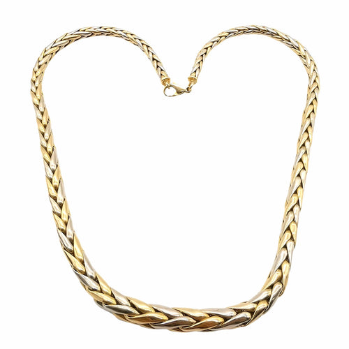 Collier Collier maille palmier en chute or deux tons 58 Facettes