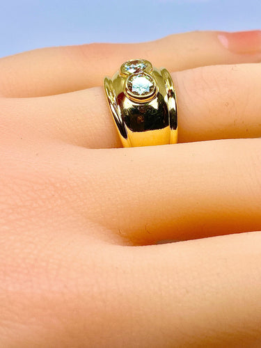 Bague Bague jonc/ bandeau en or jaune 18 carats ornée de 2 diamants 58 Facettes AB430