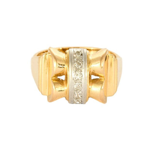 Bague 55 Bague Tank or jaune et diamants 58 Facettes LIS1935