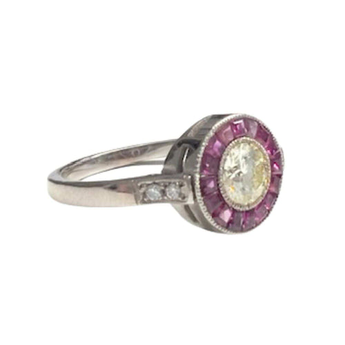 Bague Bague or blanc rubis diamants 58 Facettes Q137B (951)