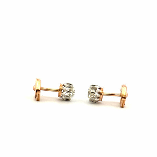 Boucles d'oreilles Puces d’oreilles anciennes or et diamants 58 Facettes