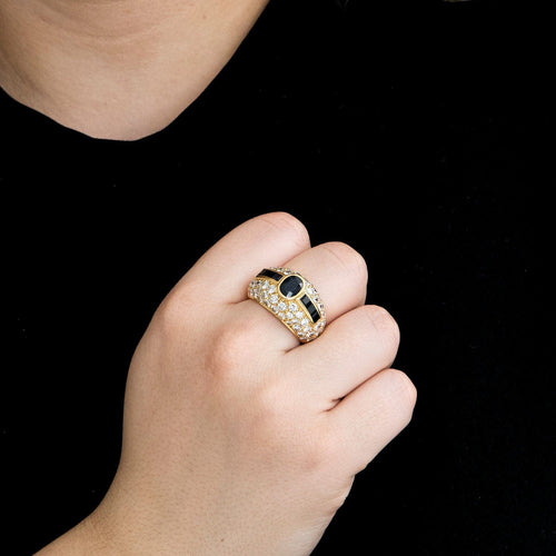 Bague Bague or jaune pavage diamants saphirs 58 Facettes LP1073/12