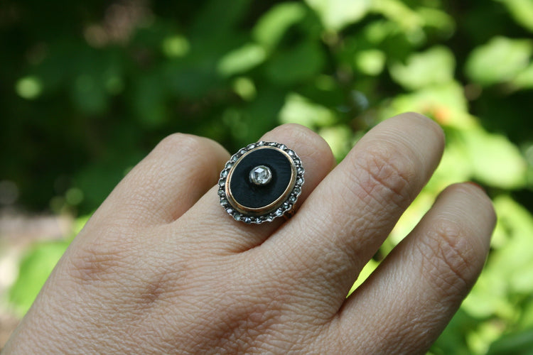 Bague 53 Bague ancienne onyx et diamants 58 Facettes 894