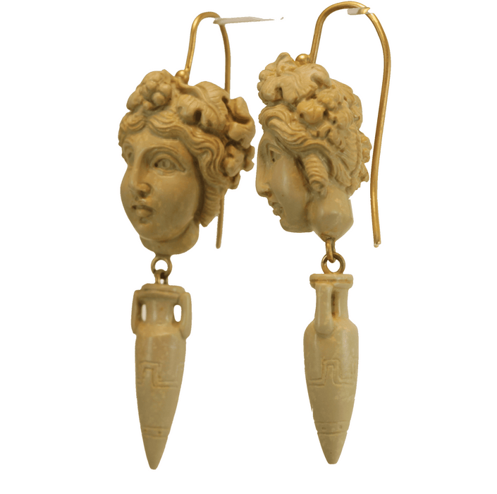 Boucles d'oreilles Antique lava cameos gold earrings 58 Facettes