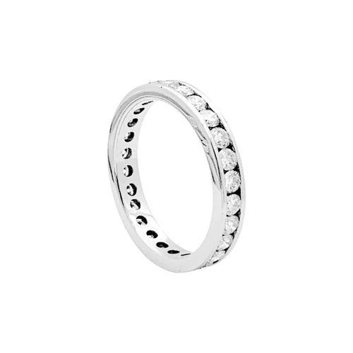 Bague 54 Alliance tour complet platine et diamants. 58 Facettes 35121