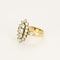 Anillo navette en oro amarillo, oro blanco y diamantes 