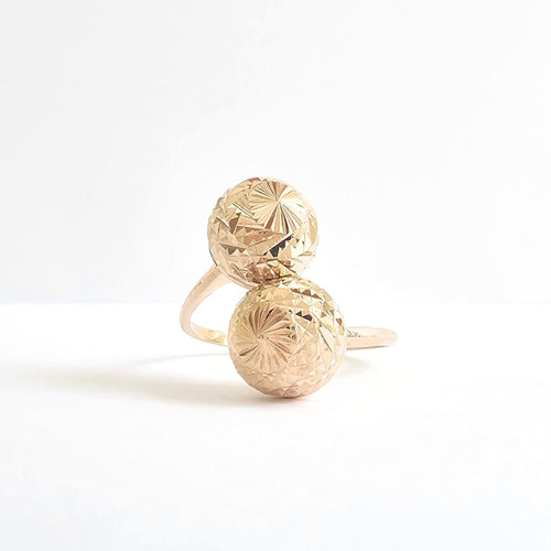 Bague 59 Bague Toi et Moi en or jaune et perles d'or facettées 58 Facettes GEL-RI-T&M-YG