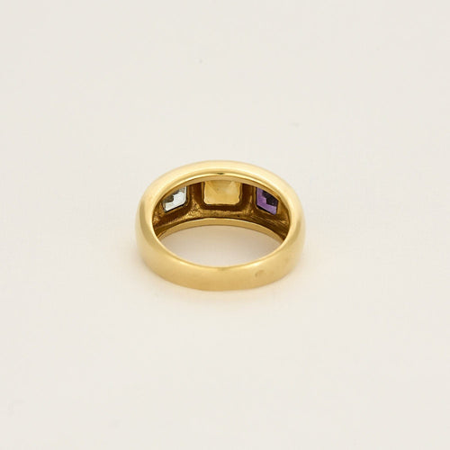 Bague 53 Bague jonc en or jaune, citrine, topaze et améthyste 58 Facettes ENG10845