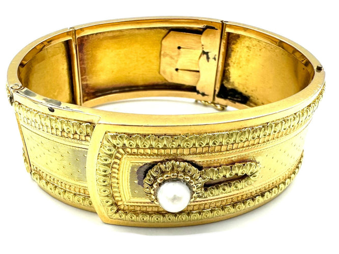 Bracelet Bracelet 19ème, 2 ors 18K et perle 58 Facettes