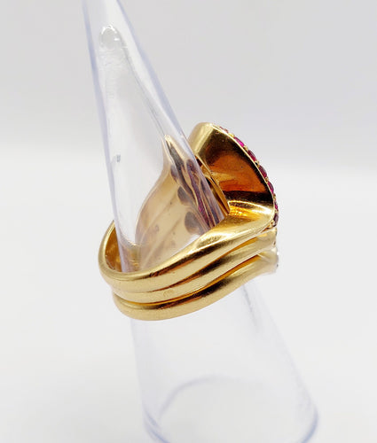 Bague 49 Trilogie de Bagues jonc vintage or ornée d'un pavé diamants, émeraude et rubis 58 Facettes A04056-7-8