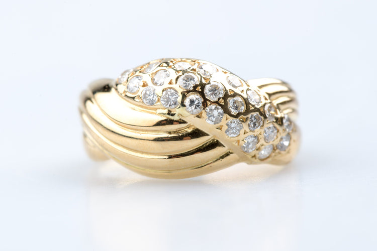 Bague 51 Bague en or jaune pavée de diamants 0,40 ct 58 Facettes BG31300540-107