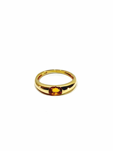 Bague 52 Bague or jaune, citrine orange 58 Facettes