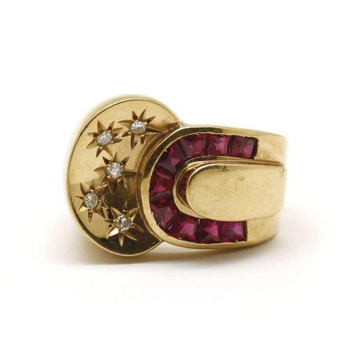 Bague Bague or jaune diamants rubis 58 Facettes 190191R