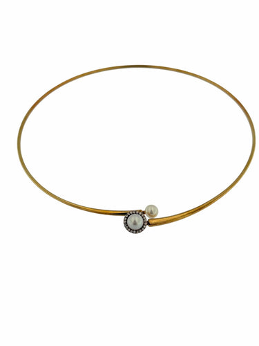 Collier Collier vintage français flexible or jaune, perles et diamants 58 Facettes