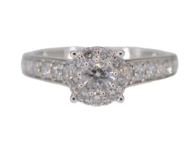 Bague 54 Bague entourage en or blanc avec diamants 58 Facettes 2006