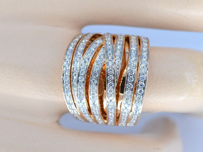 Bague 54 Bague en or rose sertie de diamants taille brillant 58 Facettes 2178