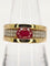 Bague 55 Bague bandeau or jaune ornée d'un rubis et de diamants 58 Facettes