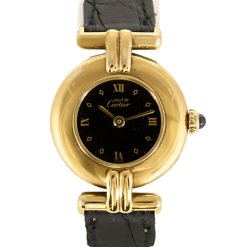 Montre CARTIER - Montre Modèle Colisée Must en argent plaqué or cadran noir chiffres romains 58 Facettes