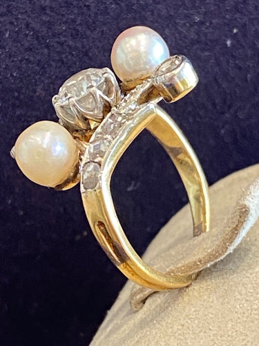 Bague 50 Bague Belle Époque "Toi & Moi" en or et platine 58 Facettes